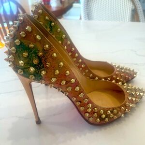 Christian Louboutin Rare Gold Spiked Multicolor Heels